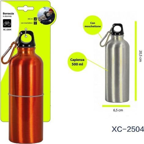 Bouteille D'eau En Aluminium Avec Bouchon Hermétique Et Mousqueton 500 Ml Coloré Xc-2504 (1/5)