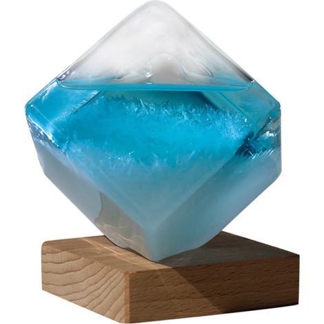 Baromètre En Verre Météorologique - 150 ml - Base En Bois - Décoration Intérieure (1/3)