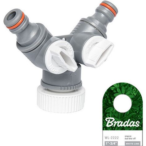 Nez de robinet double avec vanne d'arrêt 20/27 et 26/34 WHITE LINE