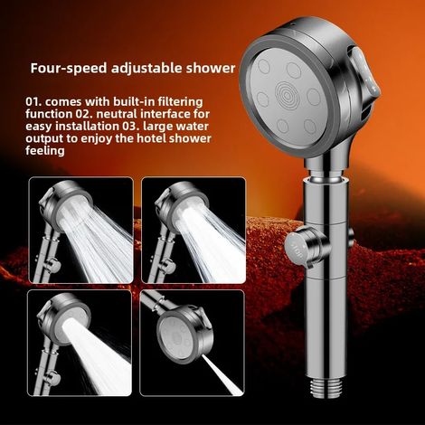 Pommeau de douche filtrant à quatre vitesses réglables (gris) - facile à installer (1/5)
