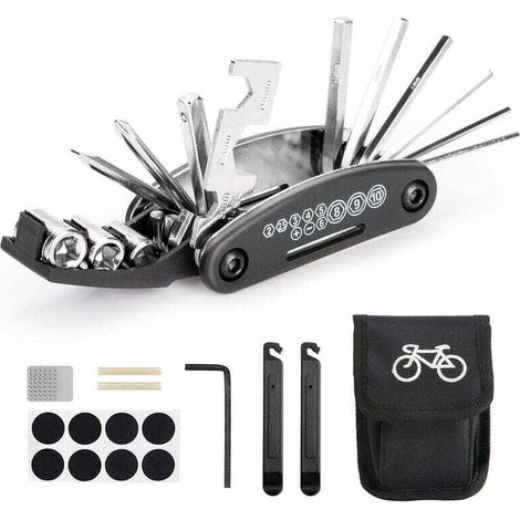 Kit de herramientas para bicicleta XU 16 en 1 con herramienta para cadena, palanca para reparación de neumáticos, parche autoadhesivo, etc. - KZQ (1/4)