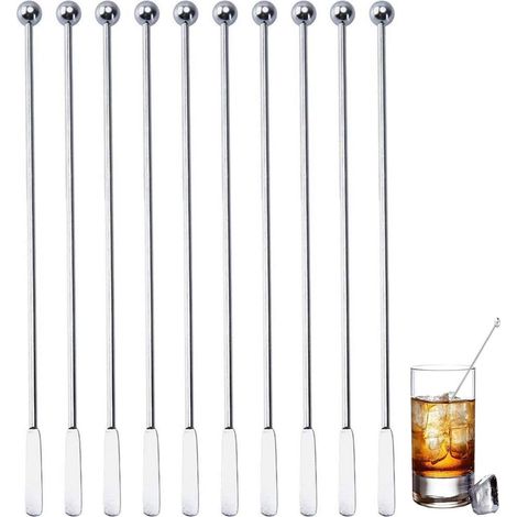 5 Cuillère à café, Acier inoxydable, Support de rangement, 19 cm, Pour cocktail, lait, thé (1/5)