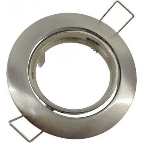 Verstellbarer einbaustrahler mit runden federn gu10/gu5.3 anschluss in metallfarbe satinchrom 0462/sa