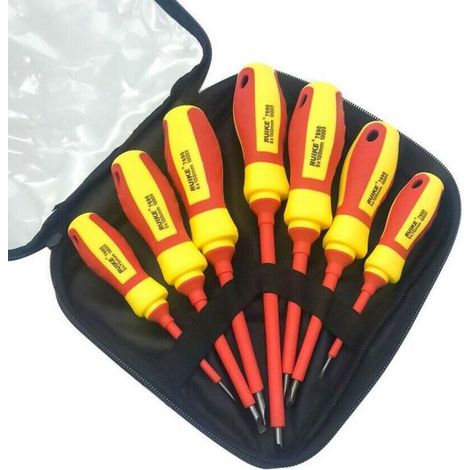 KIT SET 7 CACCIAVITI CACCIAVITE A CROCE E TAGLIO MAGNETICI CON MANICO ISOLANTE