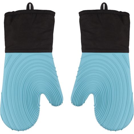 Gants de cuisine en silicone - Gants de cuisine allongés avec doublure douce, sans BPA, faciles à nettoyer et flexibles - Ensemble de gants de cuisine pour la cuisson, la pâtisserie et les grillades ( (1/5)