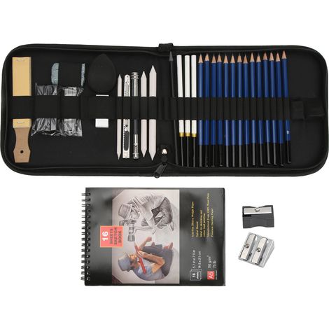 37 Pcs Sketch Set Charcoal Pen Plastic Eraser High Gloss Pencil Sketch Drawing Pencil Set for for Beginners Artists (1/5)