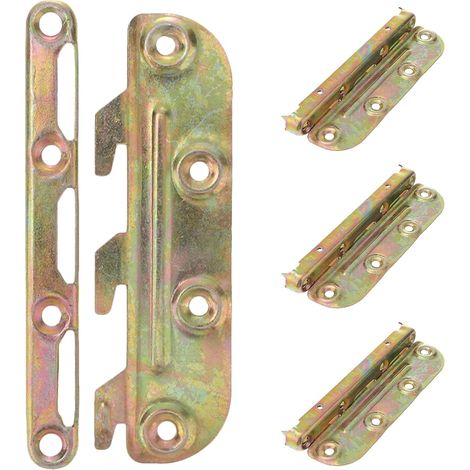 Lot de 4 supports cadre lit 12,7 cm (5 pouces) avec connecteur d'angle métallique pour rail lit, (1/5)