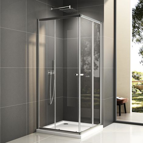 Boromal Duschkabine 75x80 Eckeinstieg Schiebetür Duschabtrennung Eckdusche Dusche 6mm ESG Glas Duschkabine Eckeinstieg Höhe 185cm