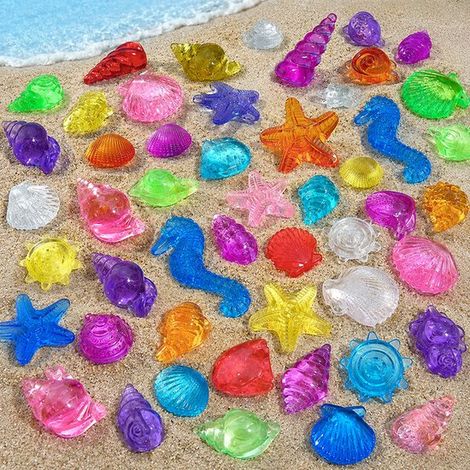 Jouets de plongée (environ 150 pièces), anneaux de plongée, jeux de piscine pour enfants, bijoux de pirate, gros cristaux de plongée colorés, ensemble de jouets sous-marins d'été (1/4)