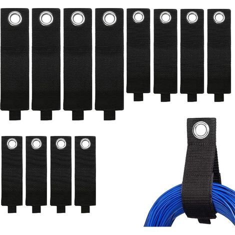12Pcs Sangles de Rangement Lourdes Nylon Organisateurs de Porte-Rallonge, Attache Câble Organisateur Rallonge, Réglable Robuste Lanière pour Stocker des Tuyaux, des Cordes et des Câbles (1/5)