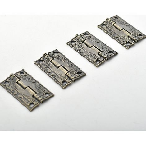 Set di 4 cerniere a molla in metallo in miniatura, stile retrò, 36 x 23 mm, bronzo (1/4)
