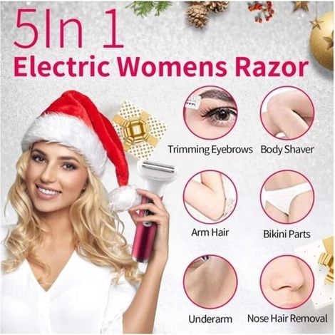Rasoir électrique pour femmes, rasoir électrique 5 en 1 pour femmes, tondeuse bikini, épilation des poils pubiens, rasage humide