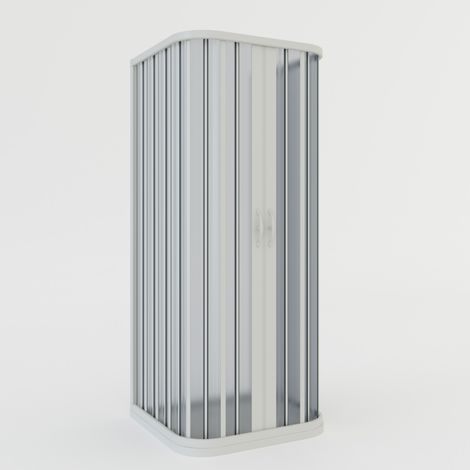 Faltwand Dreiseitige Duschkabine weiße PVC H 185 cm Mod. Narciso mit zentraler Öffnung 70x70 cm (1/4)