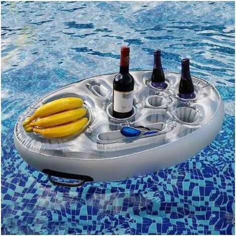 Porte Verre Piscine Gonflable Bar Flottant Piscine avec 8 Trous, Support Gonflable De Boisson Portable Bar De Piscine Flottant, Plateau Flottant Piscine & Spa pour Party, Piscine, Fête (1/4)