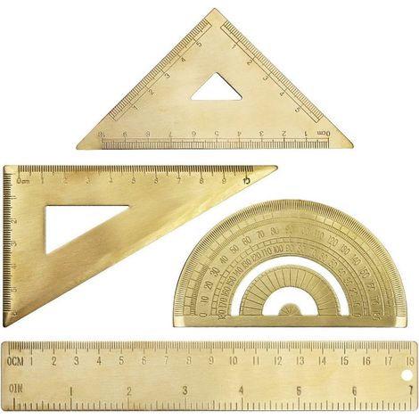 Kit de papeterie en laiton doré comprenant une règle, mesure (1/5)