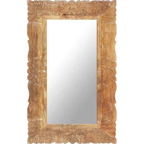 Miroir-Miroir décoratif 80x50 cm Bois de manguier massif 169410 (1/5)