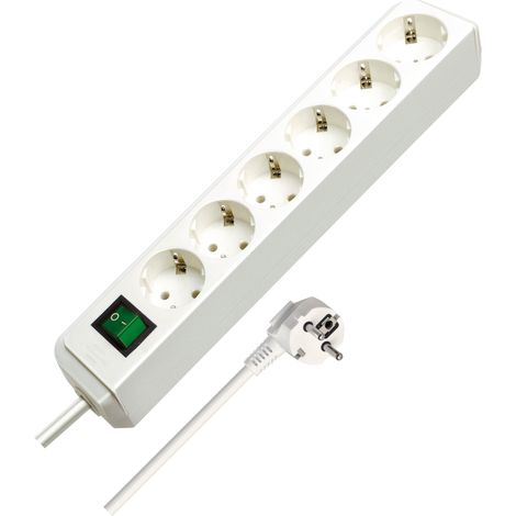 1,5m blanc bande 6 fois avec interrupteur, 1159520015 (1/5)