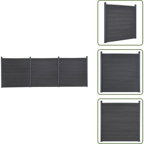The Living Store Zaunelement-Set Grau 526x186 cm WPC - Zaunbrett