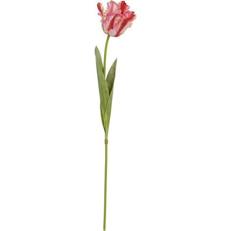 Multi Pink Parrot Tulip Artificial Flower - Plastic - H69 cm - Green