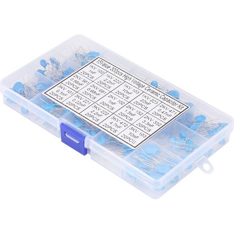 300pcs 15 Values High Voltage 0.1nF22nF Ceramic Capacitor Assorted Kit