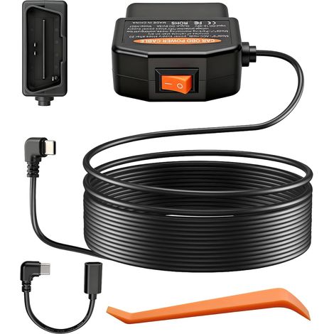 Dash Cam Hardwire Kit Connecteur USB Type-C Véhicules 12-24V Câble d'alimentation pour Dashcam Surveillance du Parking Protection Contre la Basse Tension pour Voiture Électrique (1/5)