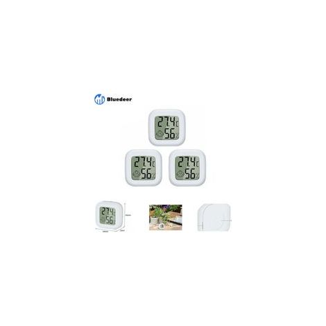 Termómetro higrómetro digital LCD mini para interiores, medidor portátil de temperatura y humedad de alta precisión, 50℃-70℃, 10%-99% HR, Guazhuni (blanco), paquete de 3, Bluedeer