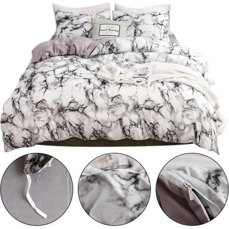 Ensemble de literie - Tbest - EU-Double - Housse de couette marbrée - 3 pièces - Polyester doux (1/4)