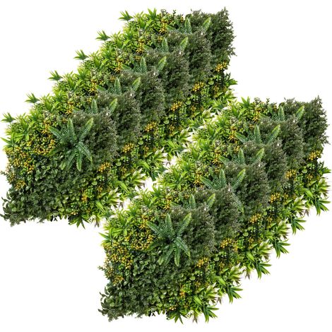 Set mit 12 künstlichen Heckenelementen, 50 x 50 cm, Sichtschutz mit UV-Schutz, dichtes Laubwerk zur Dekoration des Gartens
