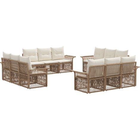 Gartensofa-set 12 pcs Beige Poly-Rattan vidaXL