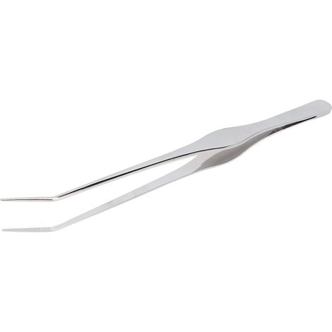 Pince à épiler pour aquarium, manche long incurvé, pointe dentelée, en acier inoxydable, pince d'alimentation pour poissons et reptiles, pour (1/5)