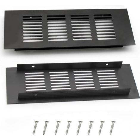 Grilles ventilation 20x8cm aluminium noir pour placard penderie, lot de 2 (1/5)