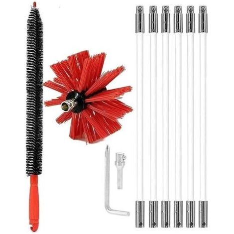 Kit De Nettoyage De Cheminée, Kit De Ramonage De Cheminée, Kit De Brosse De Cheminée For Le Nettoyage Du Kit De Ramonage De Cheminée (6Tiges Et 1 Tête De Brosse) Kit de nettoyage de chemin (1/4)