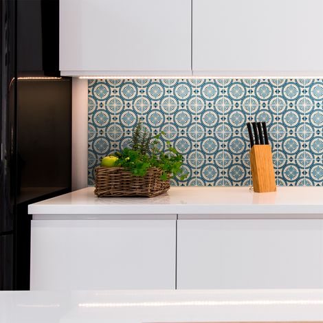 Sticker Mural Carrelage adhésif Cuisine Salle de Bain - 24 STICKERS CARREAUX DE CIMENT AZULEJOS TIALO - 24stickers10x10cm (1/5)