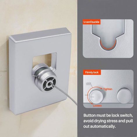 Lot 2 cordes linge pliables 4,2 m – Fixation murale – Argent – Balcon, jardin, salle bain, buanderie – Séchage (1/5)