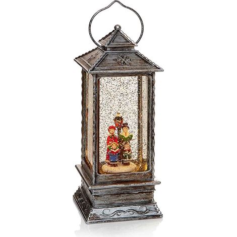 Christmas Glitter Water Spinner 'Lantern' Decoration - Carol Singers