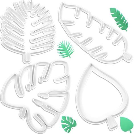 Set di formine per biscotti Dailygoods (4 pezzi) Formine a forma di foglia Plastica adatta al contatto con gli alimenti Facili da pulire (1/5)