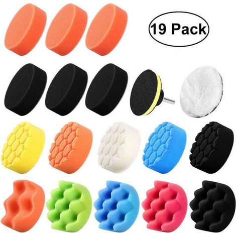 19 pièces 80mm Polissage Pad Éponge de Polissage Éponge polir Kit pour avec M14 Foret pour Voiture Ponçage Polissage pour RO/DA Double Action polisseuse Polissage (1/5)
