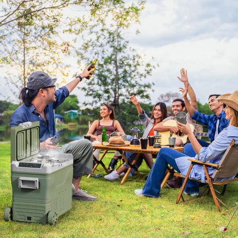 Nevera Portátil Eléctrica 45L Refrigerador de Coche 12V/24V -20℃ a +20 ℃ con Pantalla LED Táctil 64,5x43,5x53 cm Verde (1/5)