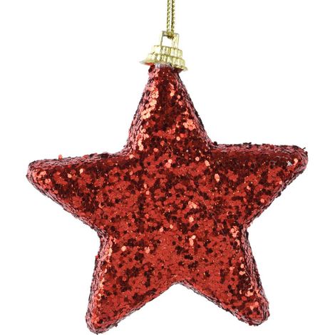 Weihnachtsanhänger Stern Rot bruchfest Höhe 2,5 cm Breite 14,5 cm Länge 20 cm 6 Stück - Schaumstoff