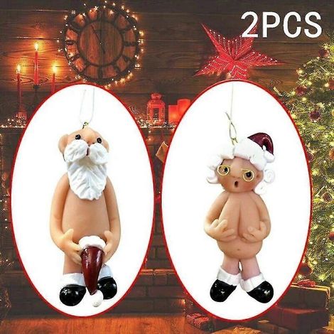 2 Stück Nackter Weihnachtsmann – Freche, lustige Weihnachtsbaumdekoration zum Aufhängen – Weihnachtsgeschenk (1/3)