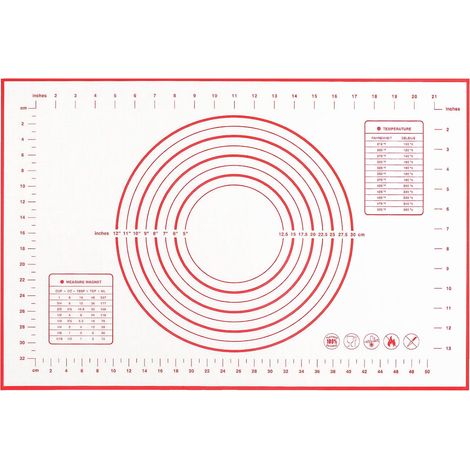 Rutschfeste Backmatte aus 100 % Silikon mit Messmatte, Teigausrollmatte, Tortenbodenmatte 16" x 24" (1/5)