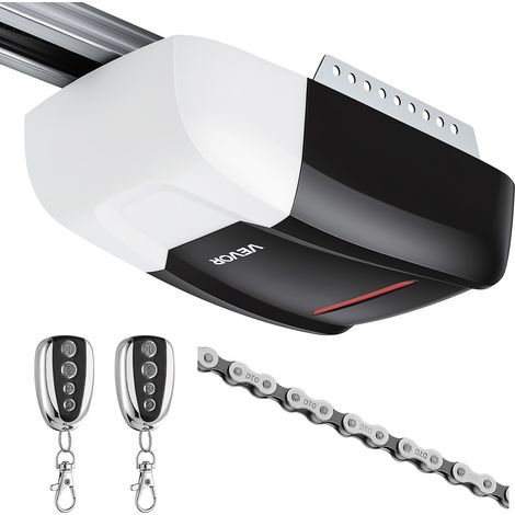 VEVOR Apriporta da Garage con Forza di Trazione di 800 N Bianco e Nero, Trasmissione a Catena per Impieghi Gravosi, Binario a 4 Sezioni, 2 Telecomandi e Luci LED, Controllo One Touch Interno Auto (1/5)