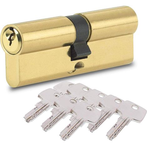Cylindre de Serrure 40/40mm – Laiton, 4 Clés, Sécurité Anti-Perçage et Anti-Picking pour Portes Standards (1/5)