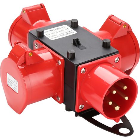 Wolketon Stromverteiler Baustromverteiler CEE Verteiler Kraftstrom IP44 für Baustelle 3 x CEE 400V / 32A Steckdose 5P