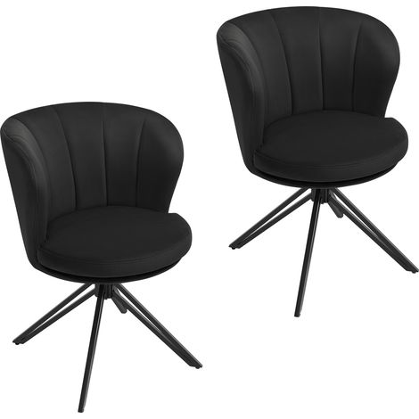 Lot de 2 Chaises Pivotantes Salle à Manger WOLTU, Siège Rembourré, Pieds Métalliques, Chaises de Cuisine en Velours, Noir (1/5)