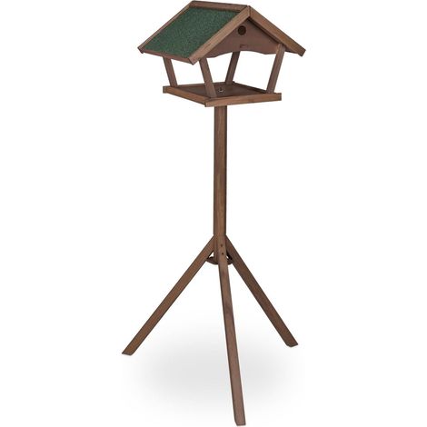Mangeoire à oiseaux avec support pour jardin 139 x 70 x 60 cm design rustique ambiance naturelle en bois brun (1/5)