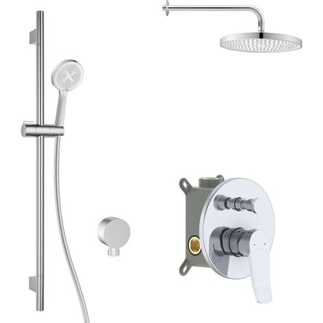 kielle Nefia - Set de douche avec mitigeur encastré, 2 sorties, avec accessoires EcoSpare et corps d’encastrement, chrome 20627SP70 (1/5)