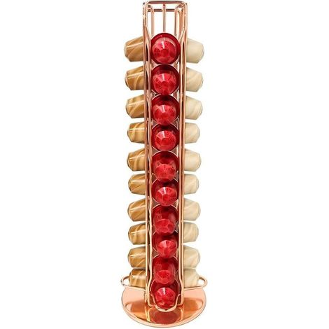 Porte-capsules de café rotatif pour 40 capsules Nespresso, support de rangement en fer, or rose.