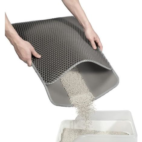 1 pièce Tapis litière chat, design nid d'abeille, imperméable et lavable, 58 x 42 cm, pour sols d'intérieur (1/4)
