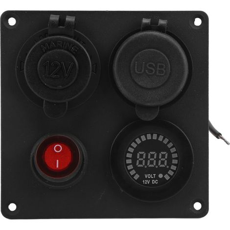 Panneau Multiprise 1 Poste avec Double Port USB QC3.0, Voltmètre et Port Allume-Cigare 12V/24V pour Bateaux et Bus (1/5)